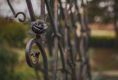 Güzel dövme gül metal closeup üzerinden