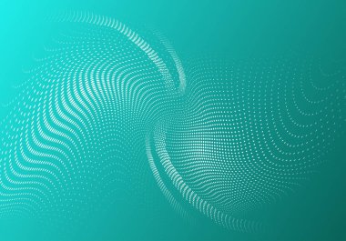 Işık yeşil beyaz yarı ton desen. Yumuşak dinamik çizgiler. Noktalı tasarlamak vektör çizim. Modern lekeli arka plan. Yarı ton kaplaması zemin 
