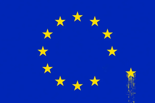 Brexit Agreement Concept Modified European Council Euco Flag Blue Yellow — Stock Photo, Image