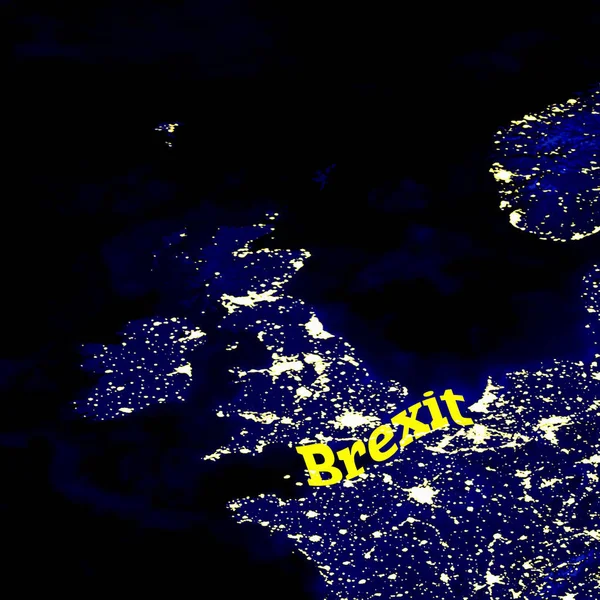 Brexit Concept Événement Europe Grande Bretagne Cartographient Les Villes Nuit — Photo