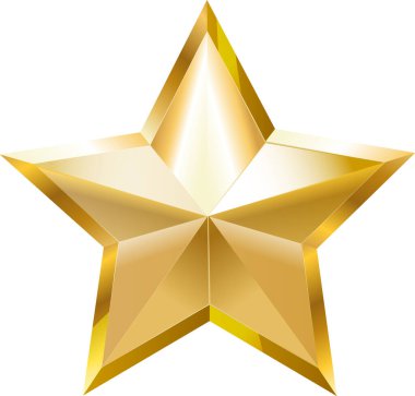 Gold star isolated with gold metallic effect. Element for awards, medals, rating, status, hotels. Fve pointed golden star