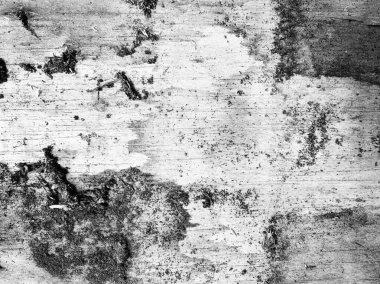 Black and white old plywood surface with grunge stains, scratches, and weathered marks. Captured front angle in sharp detail. Great for themes of rustic design, vintage backgrounds, or abstract art.