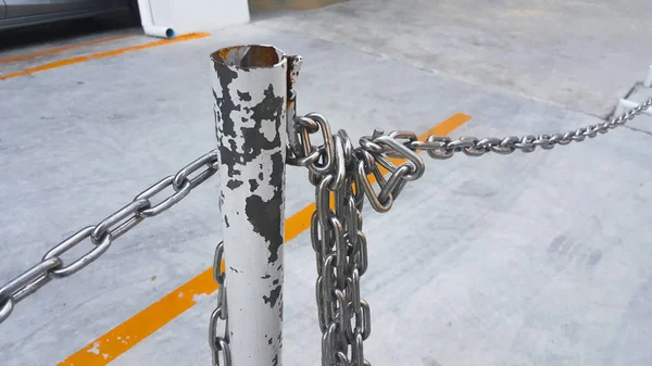 Chain Fence Poles Closeup — Stock Photo, Image