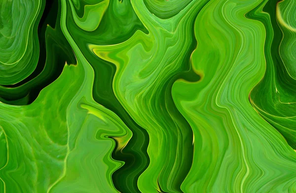 カラフルな大理石の表面 曲線のブレンドの緑の大理石のパターン 抽象的なパターン — ストック写真
