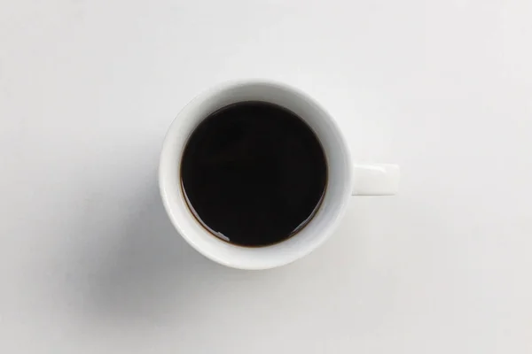 Cup Black Coffee Top View Isolated White Background — Stock Photo, Image