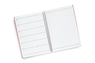 Boş eskiz defteri gümüş sarmal ile kırmızı kapaklı. kırpma yolu ile