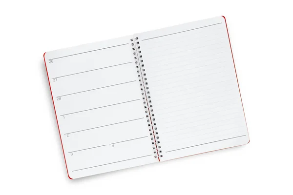 Empty Sketch Book Red Cover Silver Spiral Clipping Path — Stock Photo, Image