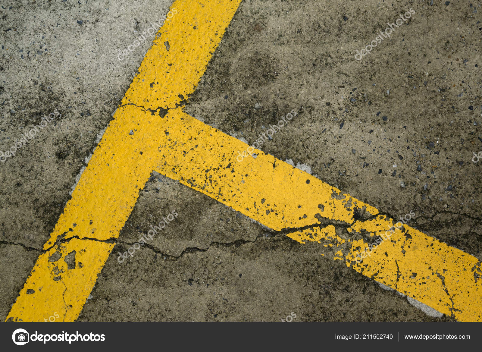 Yellow Parking Space Lines Black Pavement Parking Lot Outdoor