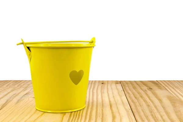 黄色ハート木質系床タンク — ストック写真