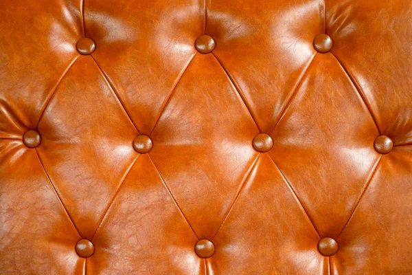 Close Van Bruin Luxe Sofa Leder Textuur Gebruiken Als Textuur — Stockfoto