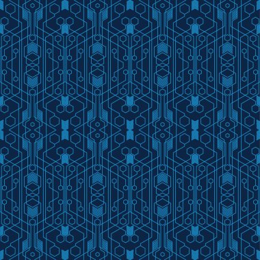 Vektör biçimi, kesintisiz geometrik sayfasındadır. Kesintisiz mavi teknoloji kümesi. Modern Soyut dokular.