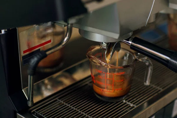 Cafetera Hacer Café Con Cafetería Tono Color Vintage Selección Enfoque — Foto de Stock