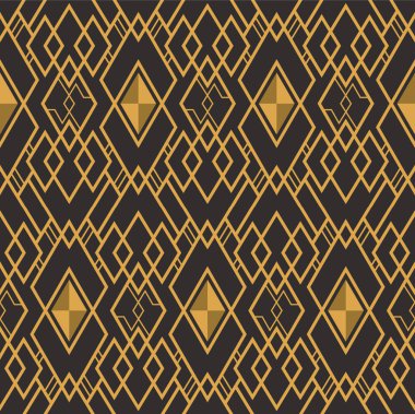 Art Deco dikişsiz lüks geometrik desen. Altın çizgili şekil. Vektör Şık arka plan bırakır. Soyut deniz kabuğu illüstrasyon.