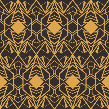 Art Deco dikişsiz lüks geometrik desen. Altın çizgili şekil. Vektör Şık arka plan bırakır. Soyut deniz kabuğu illüstrasyon.