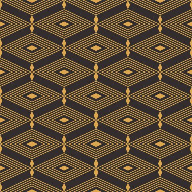 Art Deco dikişsiz lüks geometrik desen. Altın çizgili şekil. Vektör Şık arka plan bırakır. Soyut deniz kabuğu illüstrasyon.