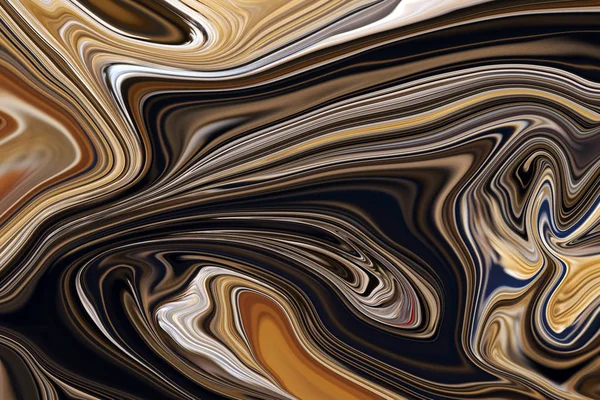 大理石油墨五颜六色 棕色大理石图案的曲线混合 抽象模式 — 图库照片