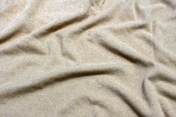 Elegante tecido de algodão bege fundo textura. tecido amassado — Fotografia de Stock