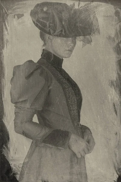 Mujer Victoriana Conjunto Seda Verde —  Fotos de Stock