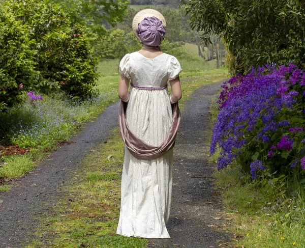 Regency Woman Cream Dress — Stock Photo, Image