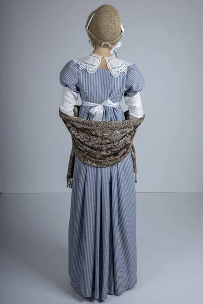 Regency Woman Blue Dress — Stock Photo, Image