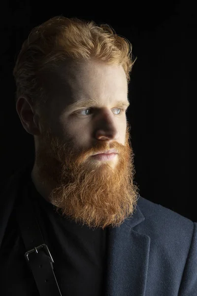Young Red Haired Man Beard Urban Fantasy Style Poses — Stock Photo, Image