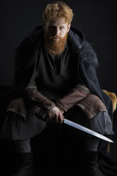 Young Viking Man Red Hair Beard — Stock Photo, Image
