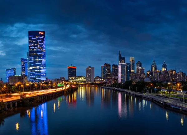 City Lights Philadelphia Skyline Nighttime — Stock Photo, Image