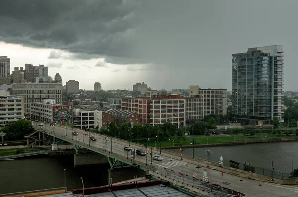 Una Severa Tormenta Sobre Ciudad Filadelfia Pensilvania — Foto de Stock