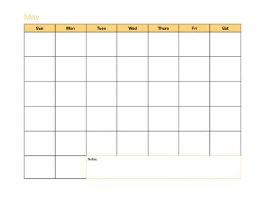 Takvim sayfası boş