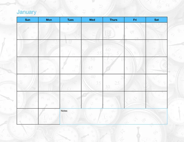 January Blank Calendar — Stock Photo, Image