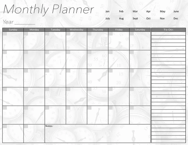 Planificateur mensuel avec fond de temps — Photo