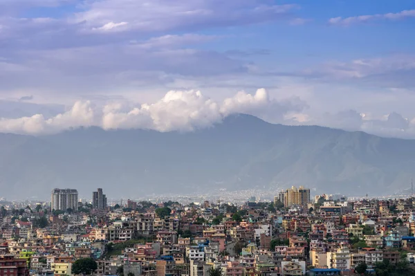 Una Vista Ciudad Katmandú Nepal Luz Tarde Suspendido Neto —  Fotos de Stock