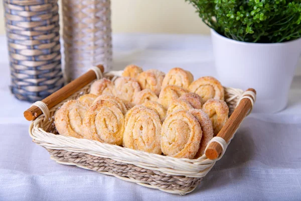 Biscoito Caseiro Queijo Cottage Cobertura Açúcar Foco Seletivo Close — Fotografia de Stock