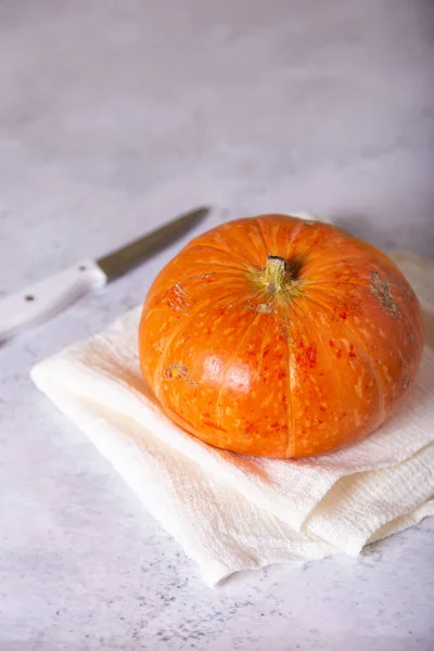 Pumpa Vit Handduk Plats För Text Selektivt Fokus Närbild — Stockfoto