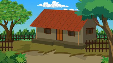 Charming rural house nestled among lush trees, evoking a sense of peaceful country living and tranquil escape, perfect for real estate or lifestyle designs