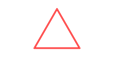 Beyaz arkaplan çizimine izole edilmiş, en az parlayan kırmızı neon ışık üçgeni. Tasarım ögeleri PNG