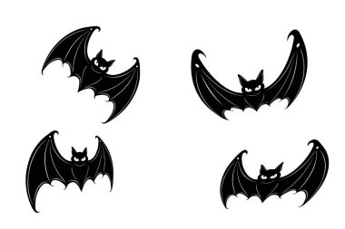 Cadılar Bayramı Yarasa Silüeti Vektörü, Uçan Vampir Hayvan Simgesi