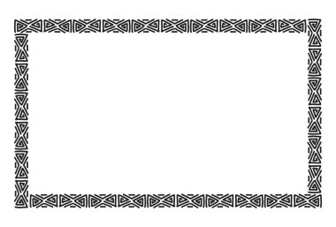 Metnin için etnik çerçeve. Boşluk. Siyah ve beyaz