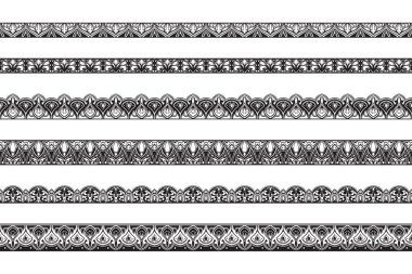 Kusursuz Dantelli Çiçek Sınır Şablonu Zarif Vintage Süslü Vektör Tasarımı