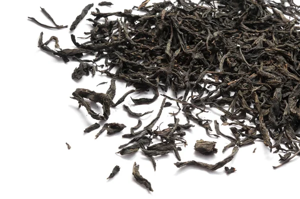 Trockener Schwarzer Tee Isoliert Auf Weißem — Stockfoto