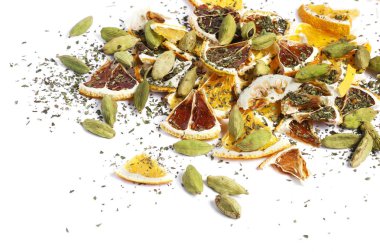 Beyaz izole çay için narenciye karışımı