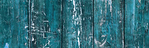 Textura Tablas Viejas Azules Con Pintura Pelada Panorama Banner — Foto de Stock