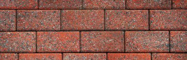 Kırmızı tuğla zemin. Panorama. Arkaplan ve doku.
