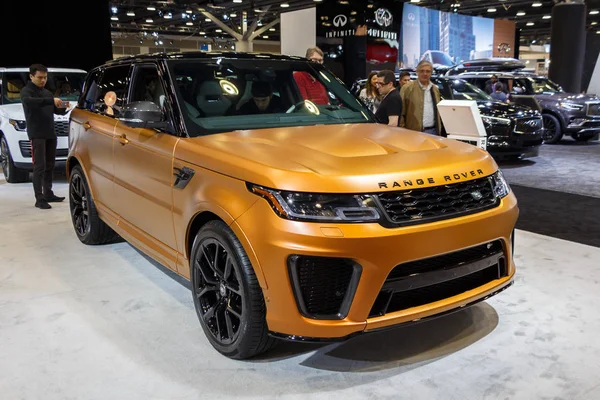 Vancouver, Kanada - Mart 2019: Range Rover Sport Svr, 2019 Vancouver Otomobil Fuarı'nda alınan.