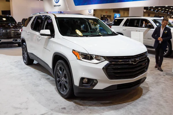 Vancouver, Kanada - Mart 2019: 2019 Vancouver Otomobil Fuarı'nda alınan Chevrolet Traverse,