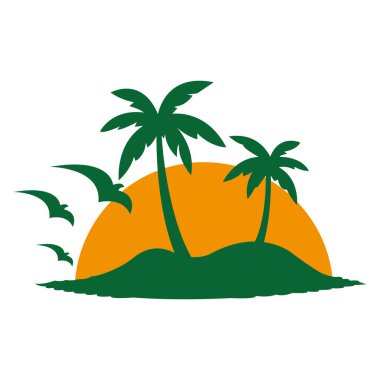 Palm Tree Adası Seyahat Tatil ve Tatil Markaları için Logo Vektör Şablonu