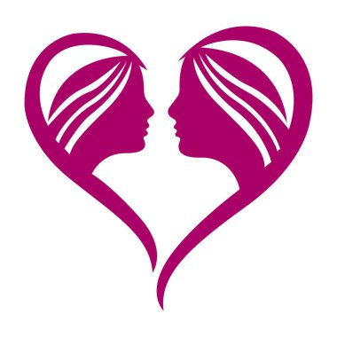 Kalp Şekli Kadınlar Logoyla Yüzleşir Güzellik Bakımı Kadın Sağlığı Aşk Simgesi Vektör Şablonu