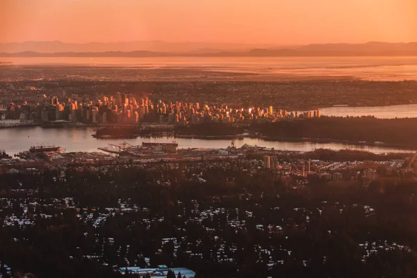 Foto Van Vancouver Uitzicht Vanaf Grouse Mountain North Vancouver Canada — Stockfoto