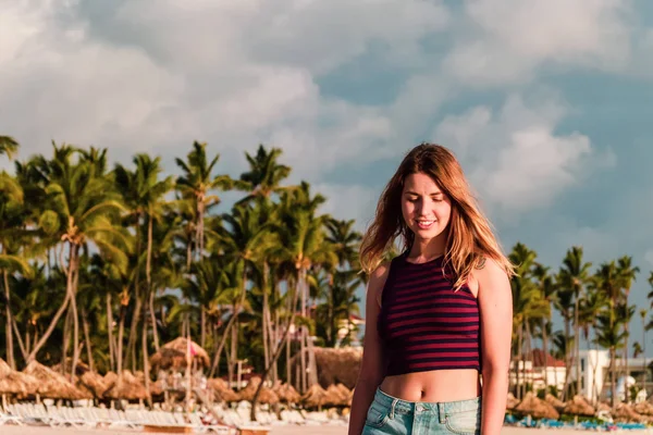 Photo Girl Bavaro Beaches Punta Cana Dominican Republic — Stock Photo, Image