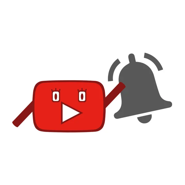 Divertida Caricatura Youtube Para Canal Youtube Recuerda Tus Espectadores — Vector de stock